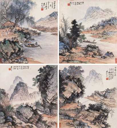 袁松年 山水册 册页（六开选四）